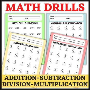 Preview of Math Drills: Addition, Subtraction, Division, Multiplication | Math Worksheets