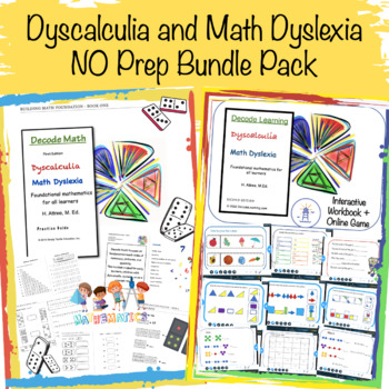 Preview of Math Dyscalculia and Math Dyslexia NO Prep Pack Bundle and Boom Cards™ Game