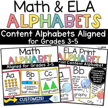 Preview of Math ELA Alphabet Bundle Word Wall Classroom Decor