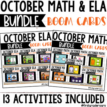 Preview of Math & ELA Boom Digital Task Cards OCTOBER Mega Bundle FALL APPLES