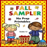 Fall Math and ELA No Prep Printable Worksheets 1st Grade 2