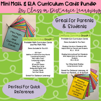 Preview of Math & ELA Mini Curriculum Cards Bundle