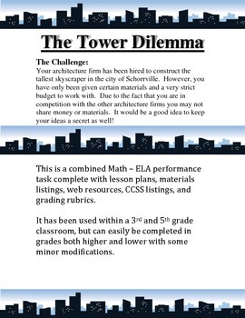 Preview of Math / ELA Performance Task - The Tower Dilemma