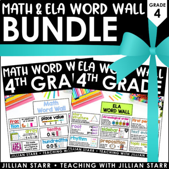 Preview of Math & ELA Word Wall Bundle 4th Grade - Vocabulary Cards