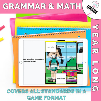 Preview of 2nd Grade Digital Math & Grammar Centers