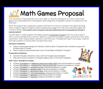 Preview of Math EOG Board Game- Student Review Project- 3rd Grade- Project Based Learning
