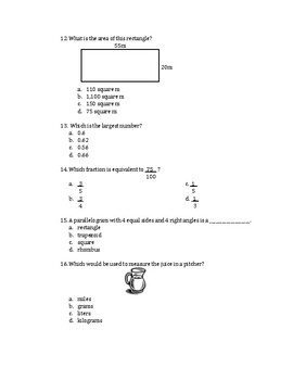 Math EOG Practice Test - 4th Grade by Teachertime28 | TpT