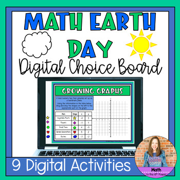 Preview of Math Earth Day Digital Choice Board Activity for 5th and 6th Grade