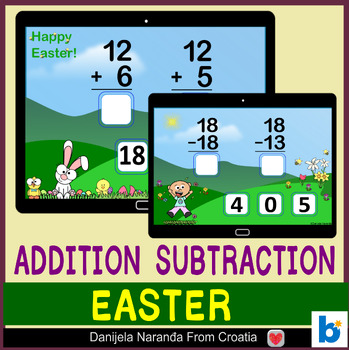 Preview of Math Easter Addition and Subtraction within 20 Boom ™ Cards