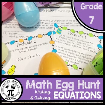 Preview of Math Easter Egg Hunt Activity: Solving & Writing Equations for Word Problems