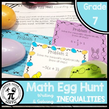 Preview of Math Easter Egg Hunt Activity: Solving & Writing Inequalities for Word Problems