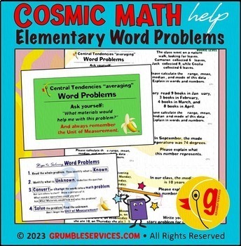 Preview of Math Elementary 20 Word Problem Cards: Measurement, Averaging Central Tendencies