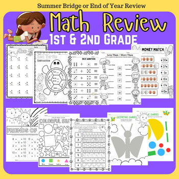 Preview of Math End Of Year Review Summer Bridge 1st & 2nd Grade Primary Fun Math Activity