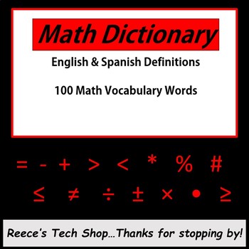 Preview of Math English Spanish Glossary