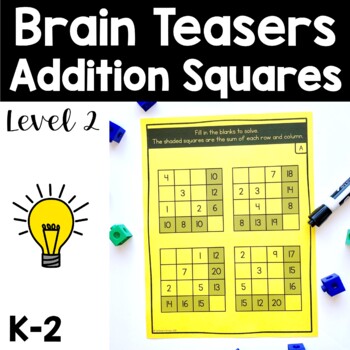 Preview of Math Enrichment Addition Square Brain Teasers Level 2