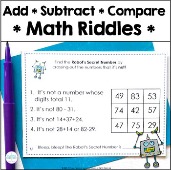 Preview of Math Enrichment - Addition, Subtraction, and Place Value Riddle Activities