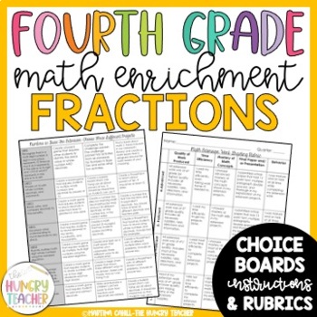 Preview of Math Enrichment Board Fourth Grade Fractions Math Choice Board