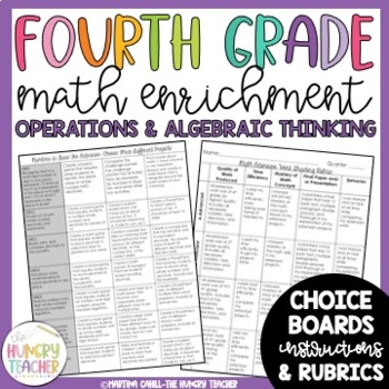 Preview of Math Enrichment Board Fourth Grade Operations Algebraic Thinking Choice Board