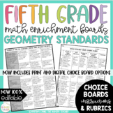 Math Enrichment Board Geometry Fifth Grade Digital and Editable