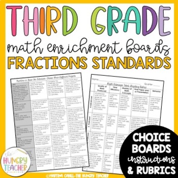 Preview of Math Enrichment Board Third Grade Fractions Math Choice Board