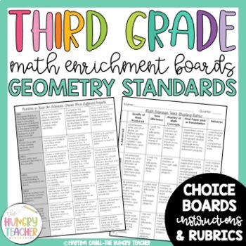 Preview of Math Enrichment Board Third Grade Geometry Math Choice Board