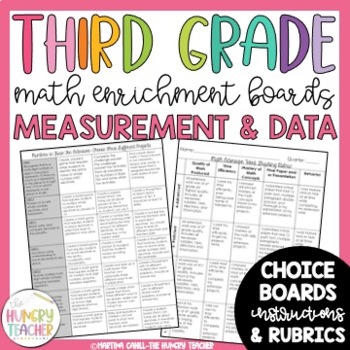 Preview of Math Enrichment Board Third Grade Measurement and Data Math Choice Board