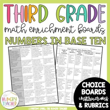 Preview of Math Enrichment Board Third Grade Numbers in Base Ten Math Choice Board