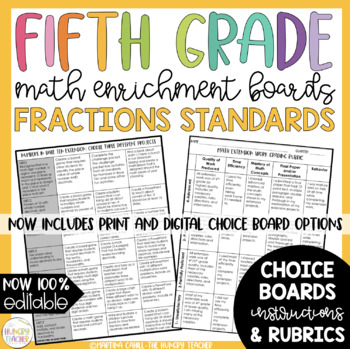 Math Enrichment Board for Fractions Fifth Grade | TpT