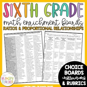 Preview of Math Enrichment Board for Ratios Proportional Thinking in Sixth Grade | Choice