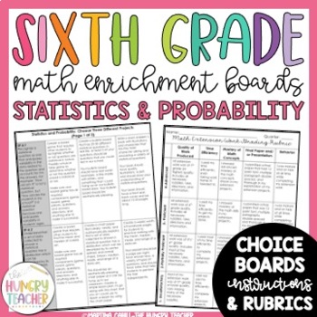 Preview of Math Enrichment Board for Statistics and Probability Sixth Grade | Choice Board