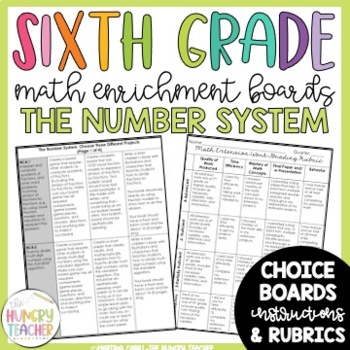 Preview of Math Enrichment Board for The Number System in Sixth Grade | Math Choice Board