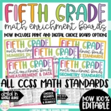 Math Enrichment Boards for Fifth Grade Distance Learning a