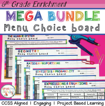 Preview of 6th Grade Math Choice Boards Bundle - ALL STANDARDS - Distance Learning