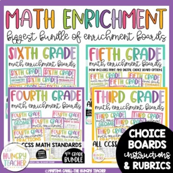 Preview of Math Enrichment Choice Boards and Activities for 3rd 4th 5th 6th