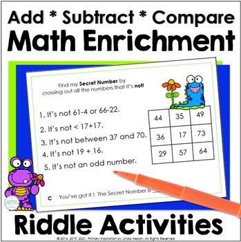 Preview of Critical Thinking Math Challenge Activities - Addition, Subtraction, Place Value