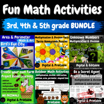 Preview of Math Enrichment Emergency Sub Plans Substitute Lesson Games 3rd 4th 5th Grade