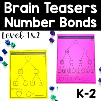 Preview of 1st Grade Math Enrichment | Mega Number Bond Brain Teasers Bundle | Level 1 & 2
