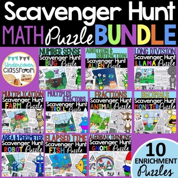 Preview of Math Enrichment Puzzle BUNDLE | Math Challenge Activities