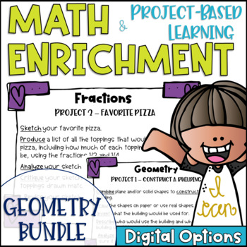 Preview of Math Enrichment and Project Based Learning Geometry Task Card BUNDLE