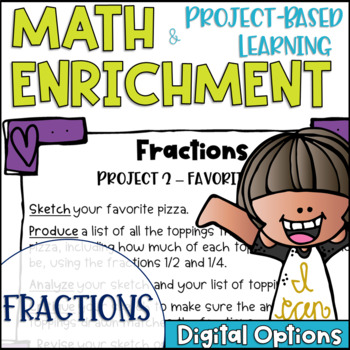 Preview of Math Enrichment and Project Based Learning Task Cards for Fractions