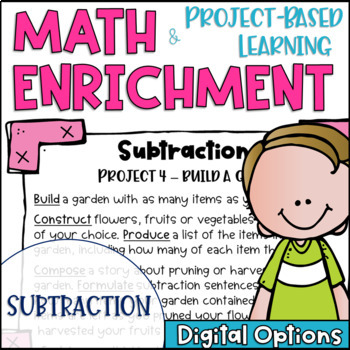 Preview of Math Enrichment and Project Based Learning Task Cards for Subtraction