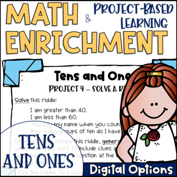 Preview of Math Enrichment and Project Based Learning Task Cards for Tens and Ones
