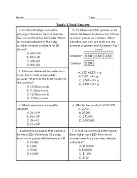 Preview of Math - Envisions - Study Guide - Topic 3