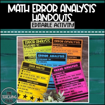 Preview of Math Error Analysis Forms 