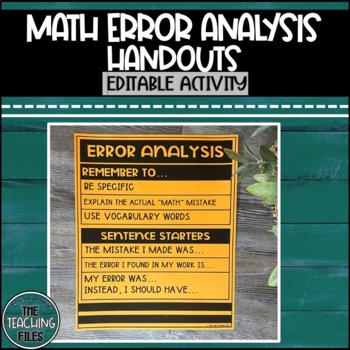 Preview of Math Error Analysis Handouts | Middle School Math Freebie
