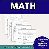 Math Error Analysis Worksheets Bundle #2-Fix the Math Problems Activities I SPED