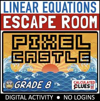 Preview of Math Escape Room: 8th Grade Linear Equations - Pixel Castle