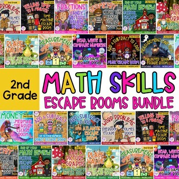 Preview of 2nd Grade Math Escape Room & Webscape Bundle - Printable & Digital Activities