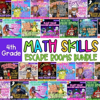 Preview of 4th Grade Math Escape Room & Webscape Bundle - Printable & Digital Activities