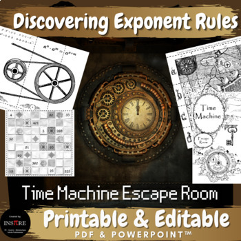 Preview of Math Escape Room DISCOVERING EXPONENT RULES Breakout Room Crack Code Printable